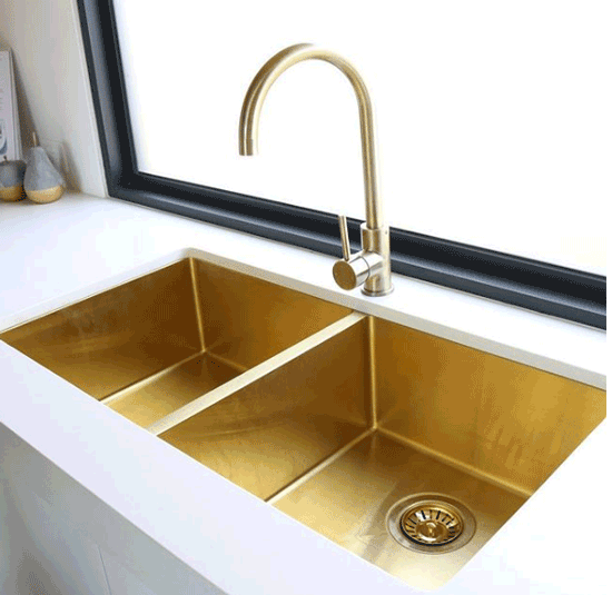 Brushed burnished brass tapware mixers showers sinks Australia