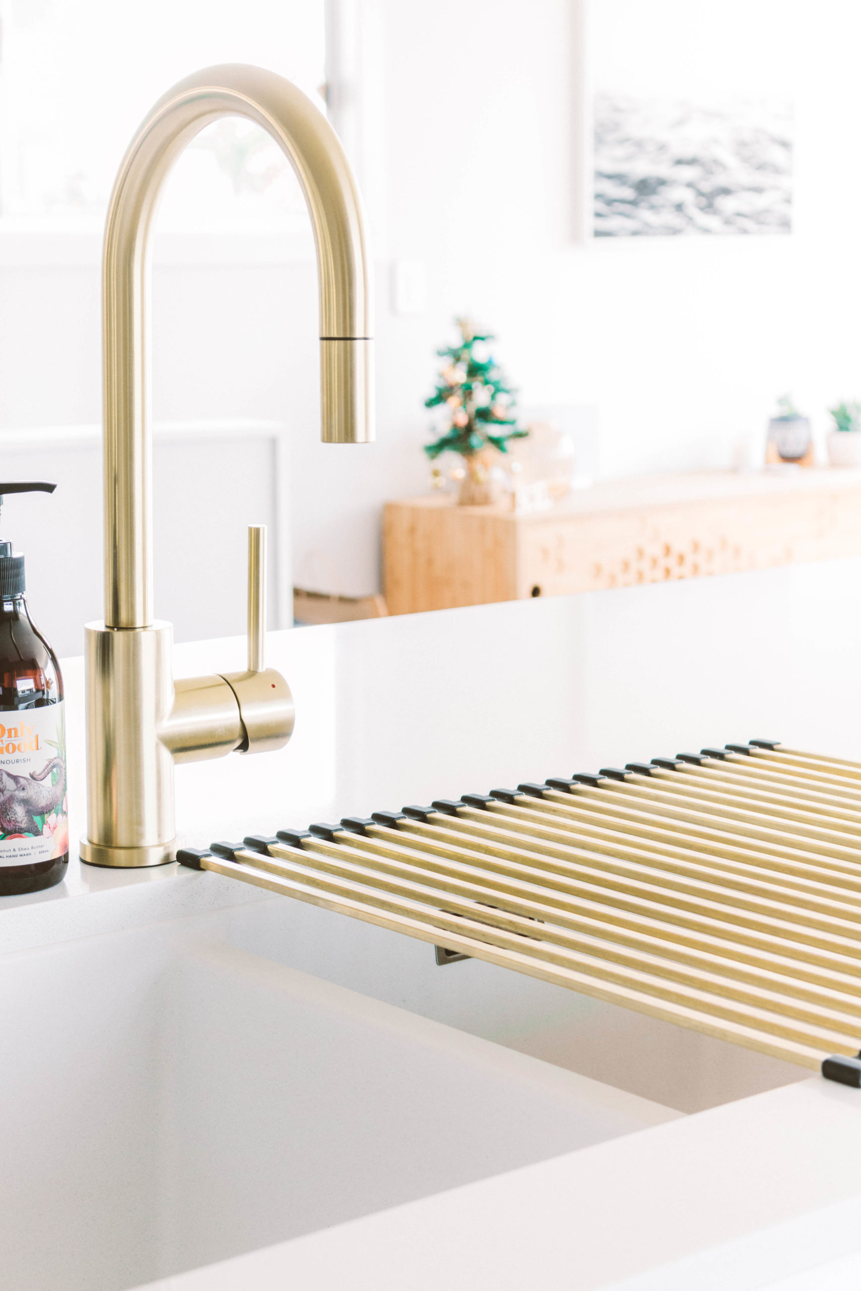 Elysian Commercial Pull Out Kitchen Mixer Brass ABI Bathrooms