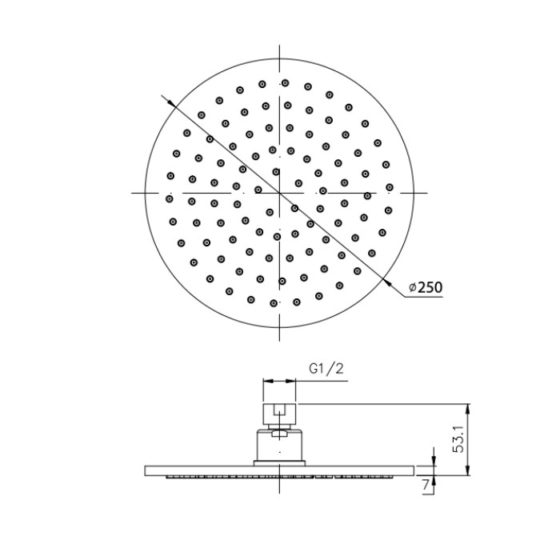 Cara Square Shower Head 250mm Brushed Nickel ABI Bathrooms & Interiors