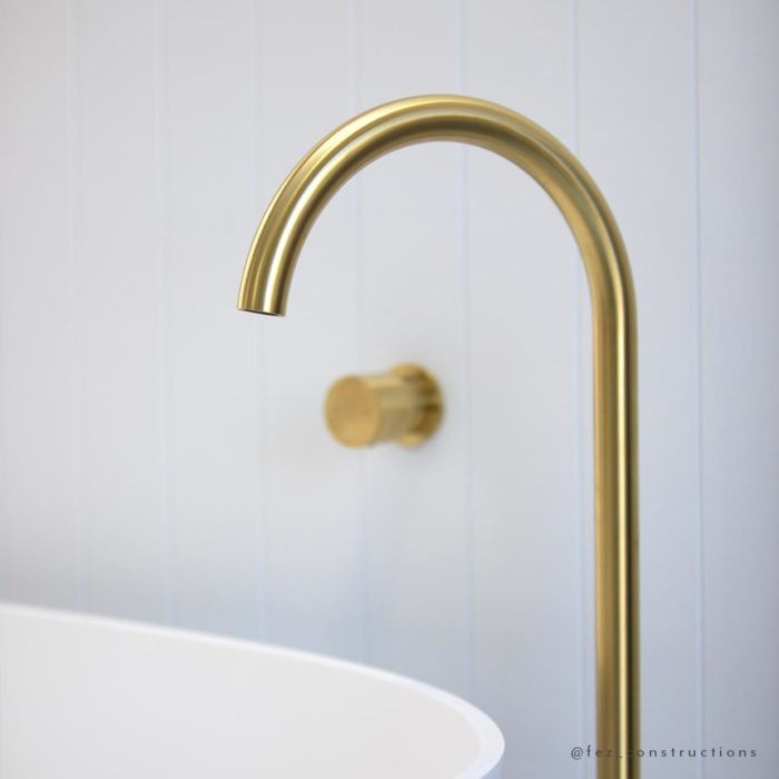 Oscar Floor Mounted Bath Filler - Brushed Brass | ABI Bathrooms & Interiors