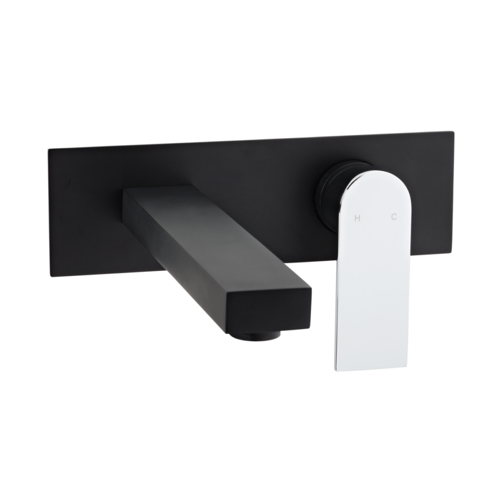 Magnus Wall Mounted Mixer - Matte Black Back Plate and Chrome