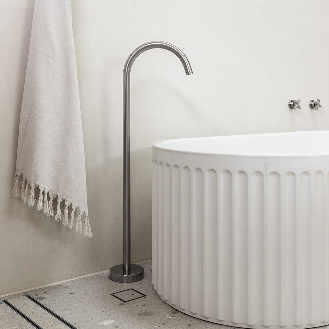 Floor Mounted Bath Filler - Brushed Nickel | ABI Interiors