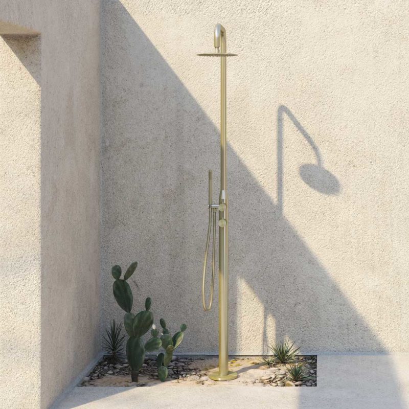 Brushed Brass Outdoor Shower Set | Sola | ABI Interiors