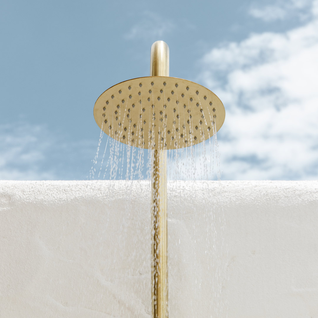 Brushed Brass Outdoor Shower Set | Sola | ABI Interiors