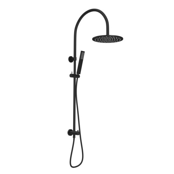 Elysian Gooseneck Shower Rail Set Matte Black ABI Interiors