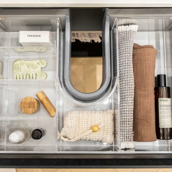 Vanity Drawer Organiser w Cut Out - 600mm | ABI Bathrooms & Interiors